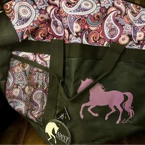 Away Black and Purple Paisley Duffle Bag With Horse